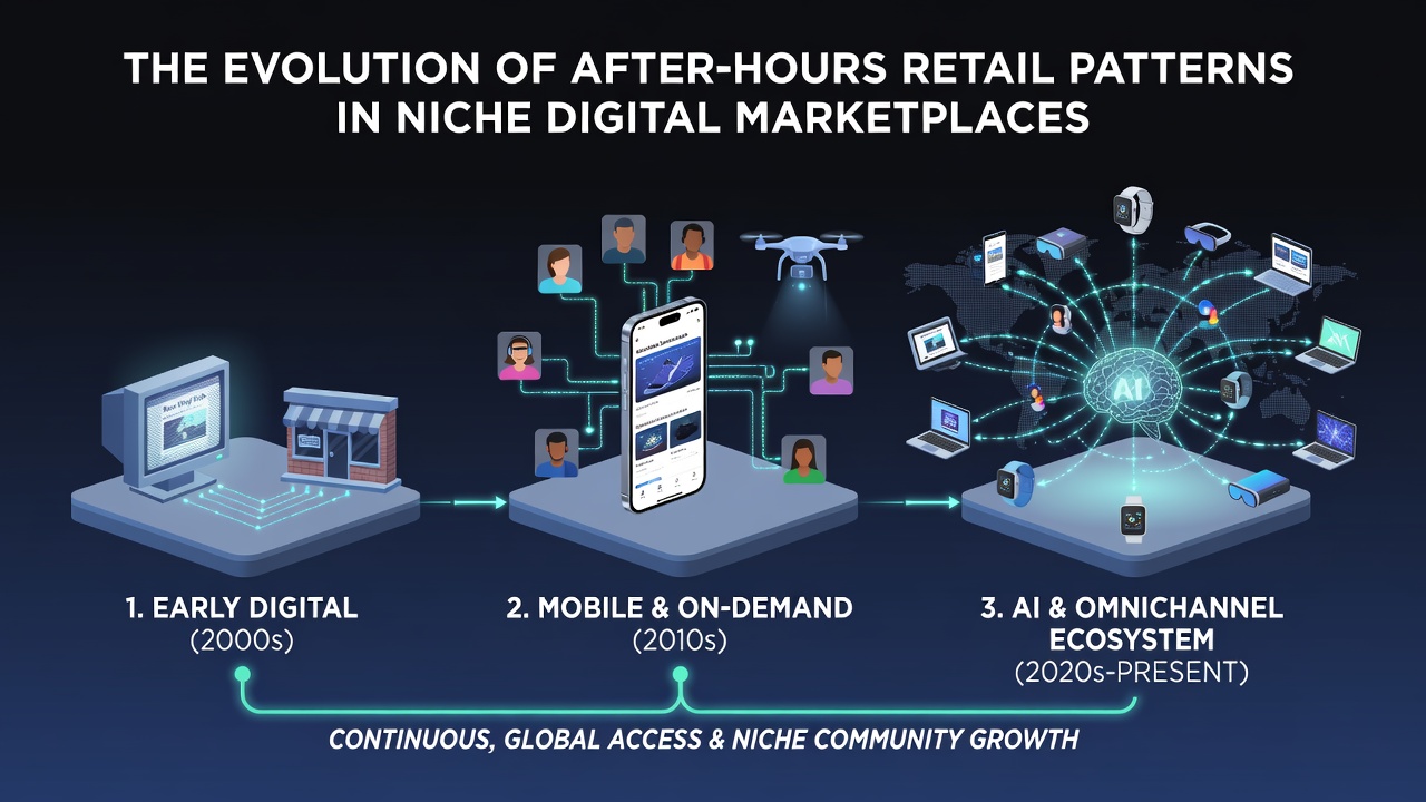 Detailed chart illustrating after-hours transaction volumes across different niche marketplace categories and time zones